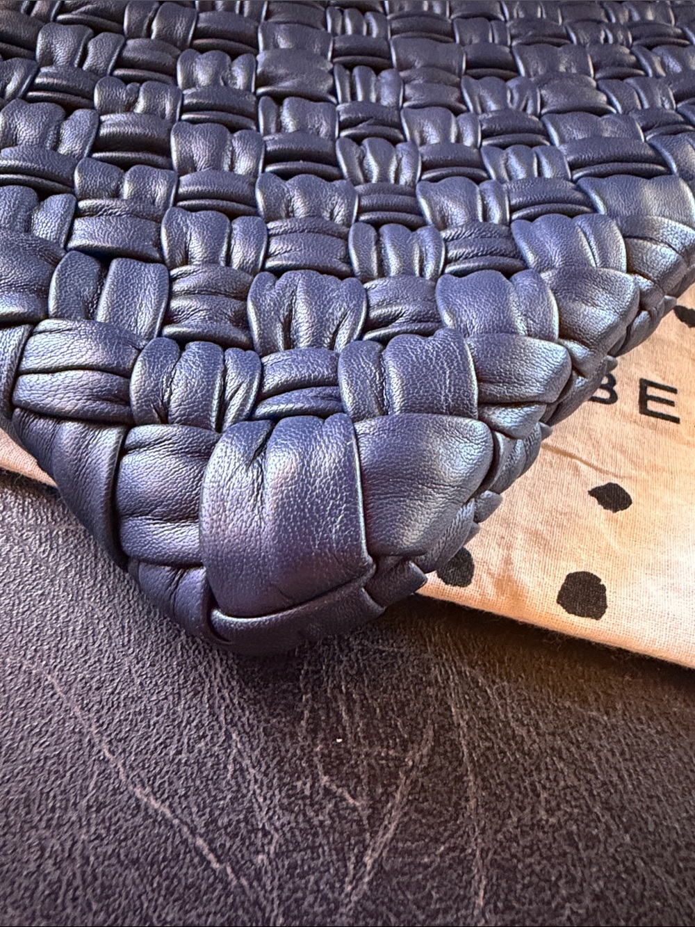 Clare V Flat Clutch With Tabs - Bright Navy Puffy Woven - Picture 5 of 6